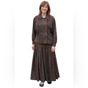 Christian Dior Vintage Wool Blend Pleated Skirt Set